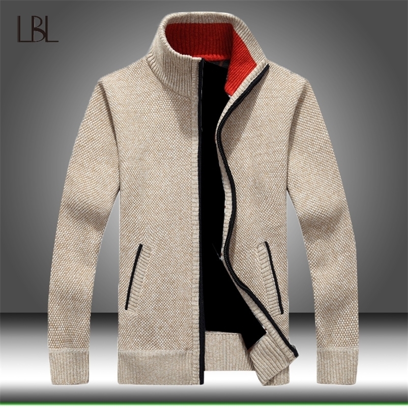 

Winter Thick Men's Knitted Sweater Coat Zipper Long Sleeve Cardigan Fleece Full Zip Male Causal Plus Size Clothing for Autumn 201202, Cc380orange
