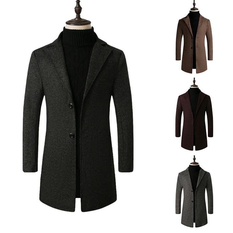 

Men's Wool & Blends Fashion Men Suits Women Design Coat Warm Winter Thick Trench Male Windbreaker Jackets, Black