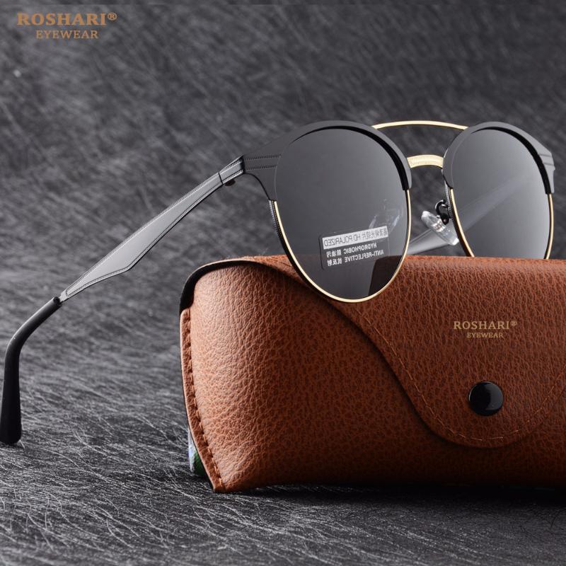 

RoShari Brand Fashion Unisex Sun Glasses Polarized Coating Mirror Driving Sunglasses Round Male Eyewear For Men/Women A32