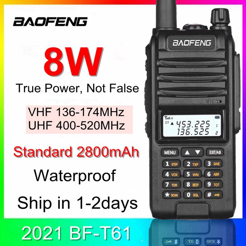 

2021 Baofeng BF-T61 Waterproof IP57 Walkie Talkie High Power CB Ham 30-50 KM Long Range A58S portable Two Way Radio UHF VHF