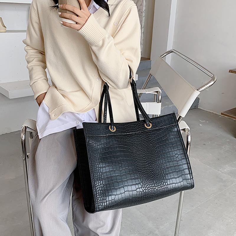 

[EAM] Women New Tote Bag Large Capacity Elegant PU Leather Personality All-match Crossbody Shoulder Bag Fashion 2021 18A1678, Coffee