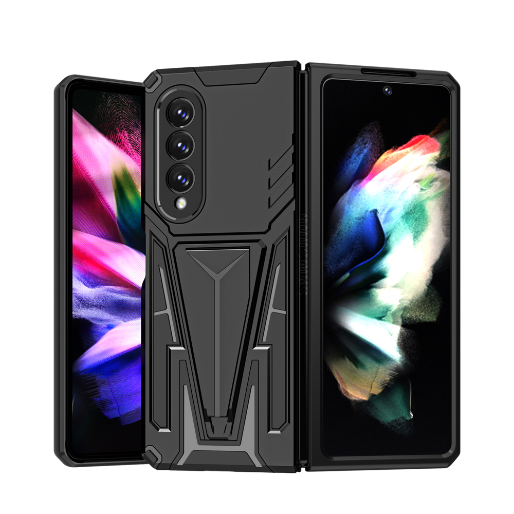 

TPU Bumper Kickstand Shockproof Cases For Samsung Galaxy Z Fold 3 5G Hard PC Back Cover Coque Fundas Protective Shell Housing, Black