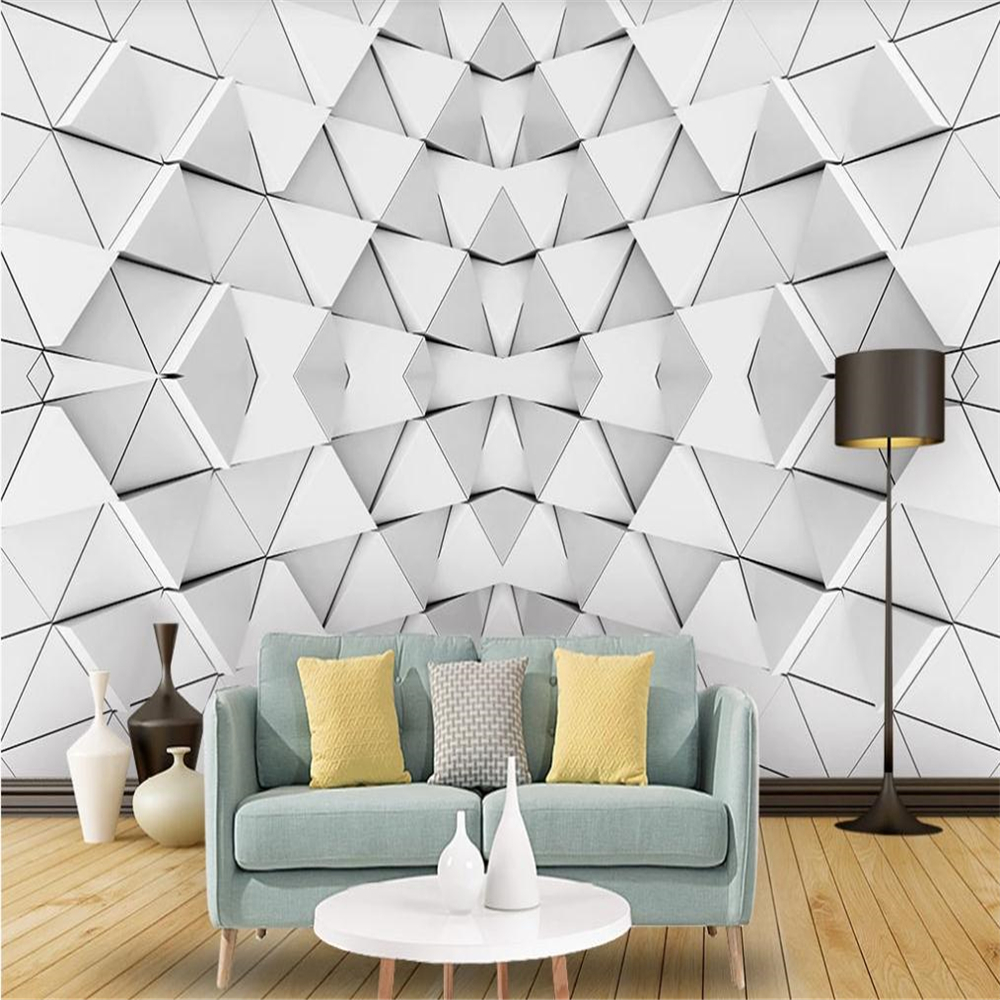 

Modern 3d customized wallpaper minimalist era three-dimensional geometric wallpapers space art background wall, White
