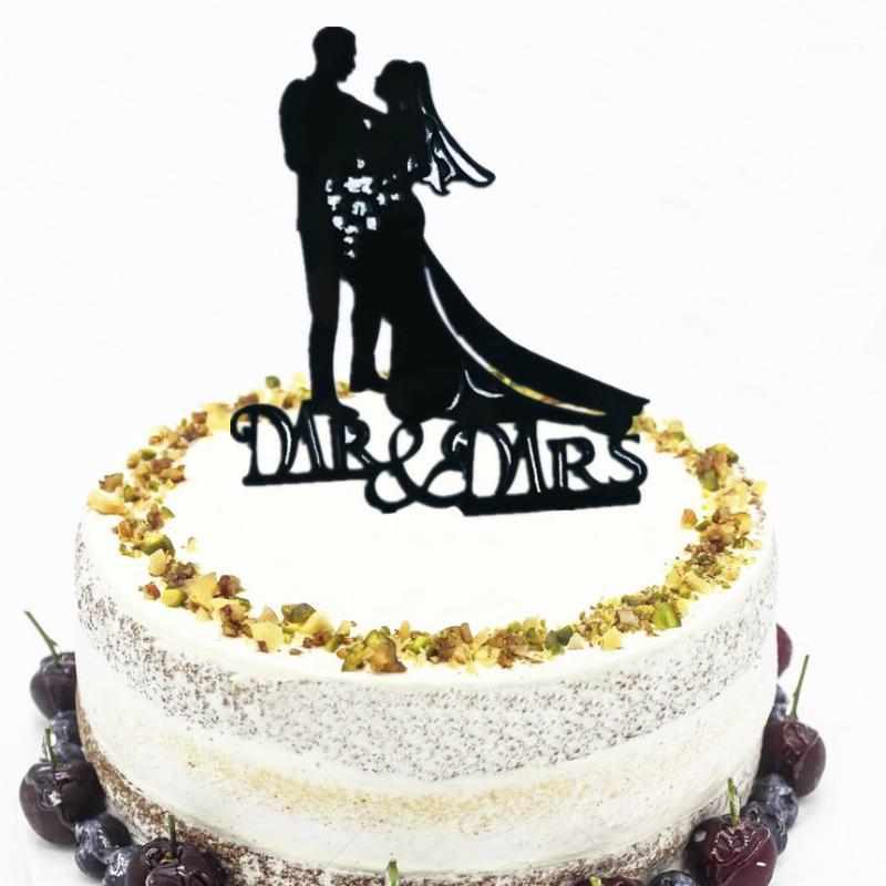 

Romantic Wedding Cake Topper Bride Groom Mr Mrs Wedding Decorations Acrylic Black Cake Toppers Marriage Party Supplies1