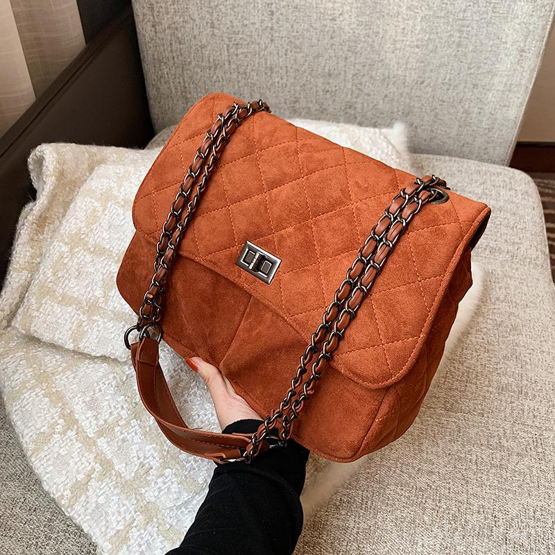 

Popular Retro Large-capacity Handbags New Fashion Messenger Bag Suede Shoulder Square Bag Underarm Dual-use Width: 29cm, Black