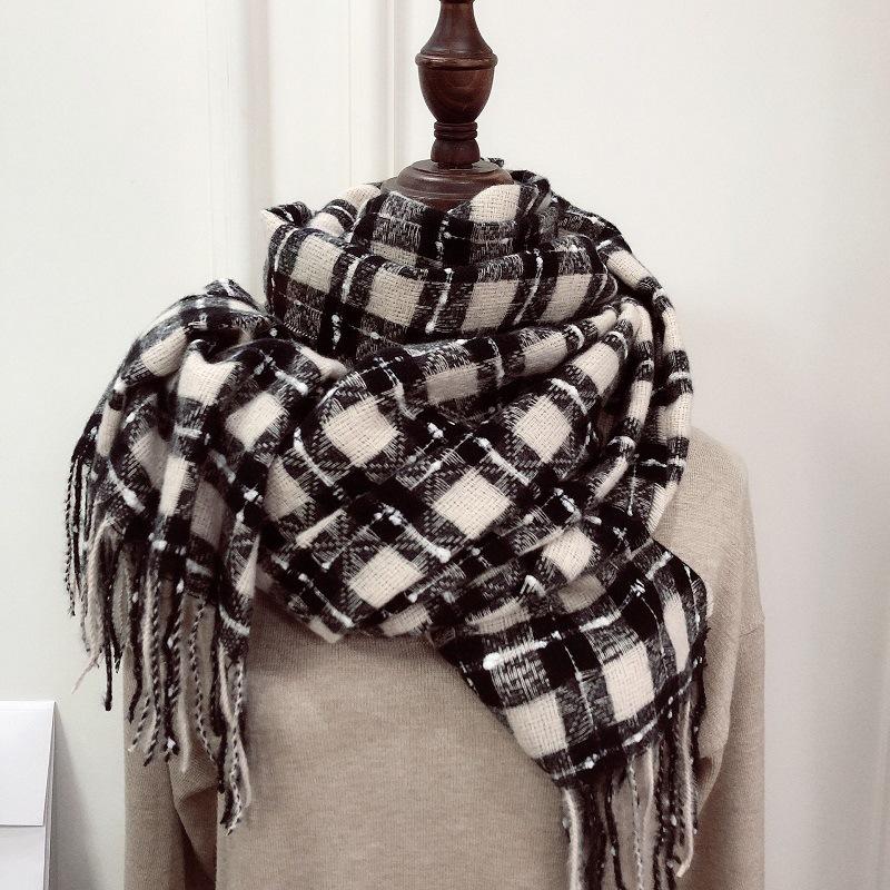 

Royalmaybe Winter new wild warm color matching plaid imitation cashmere scarf shawl thick warm scarf men and women