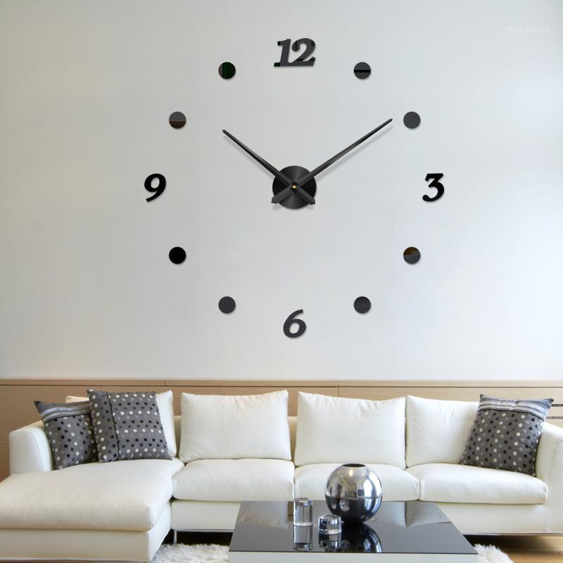 

Creative Round DIY Mirror Wall Clock Stickers Home Decor Living Room silent Wall Clock Study Bedroom Creative Stereo Decor1