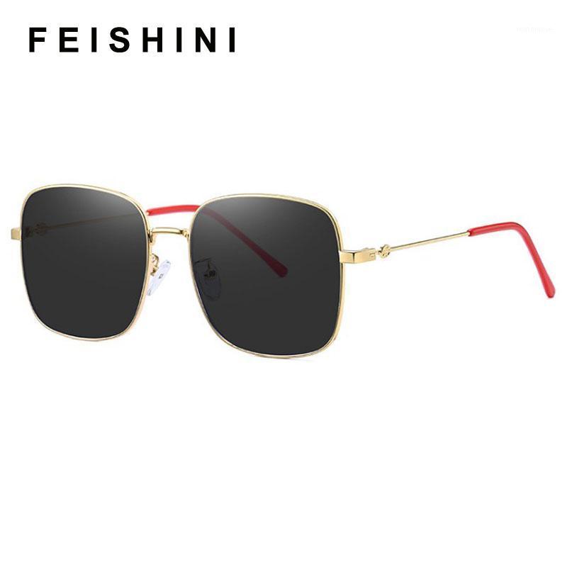 

FEISHINI 2020 Celebrity Protable Quality Sunglasses Women Oversized Square Brand Design Luxury Sunglass Top Gradient Vintage1