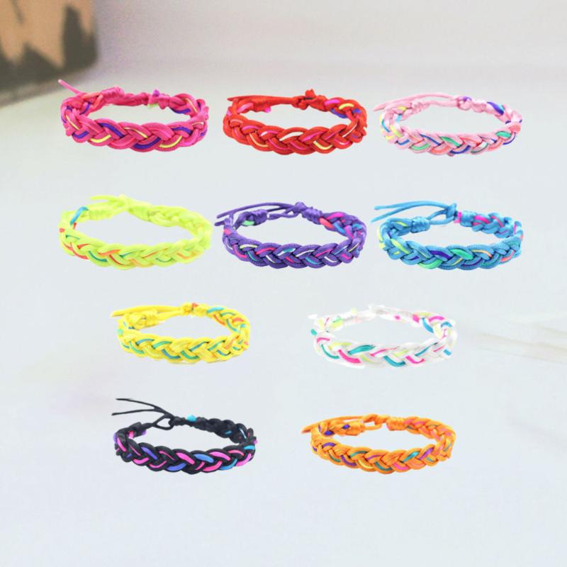 

Charm Bracelets 10pcs Colorful Unisex Bracelet Stylish Wrist Chain Rope Mixed Color Hand-woven Bangle