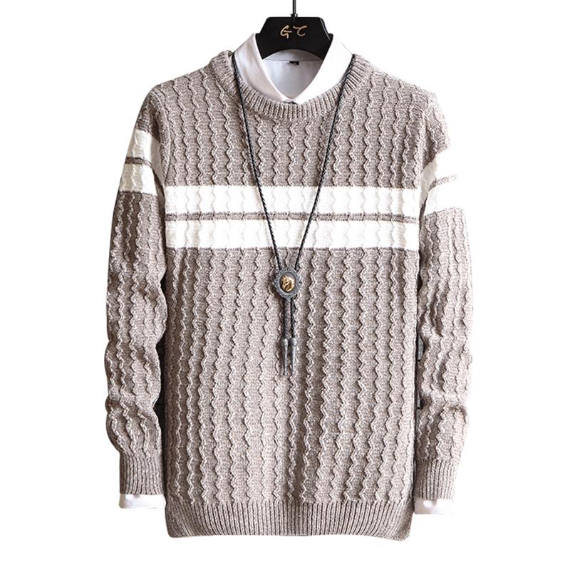 

Sweater Men O Neck Harajuku Style Knitted Sweaters for Men Causal Winter Pullovers Sweater Thick Cotton Sweaters Homme Oversized, Khaki