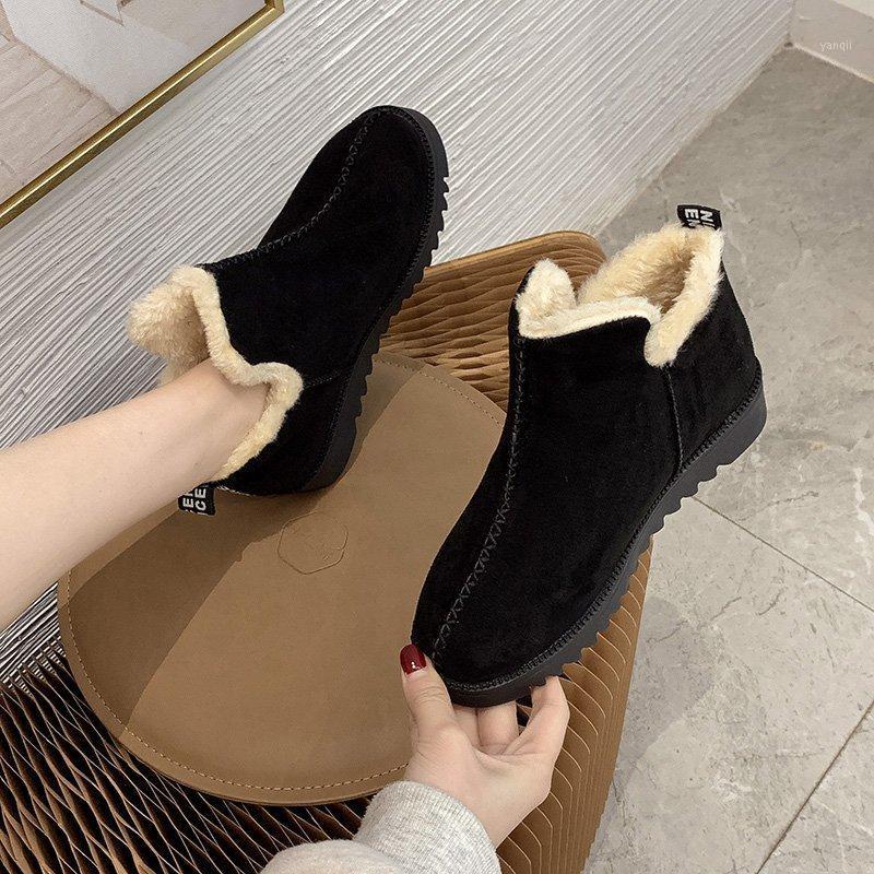 

Spring Women Short Boots New Fashion Suede Boots Short Women Shoes Fur Plush Suede Shoes Ankle for Zapatos De Mujer1, Black