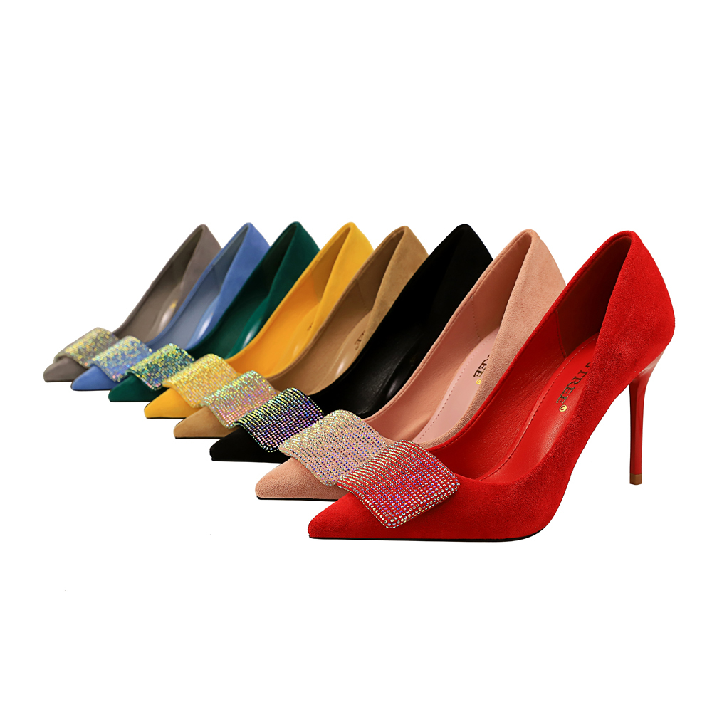 

2020 Blocking Chunky Classic High Heel Tips From Women's Foot Glitter Stolen Slide Wedding Shoes Party Squawk Bombs Big Size Gl4p, The picture