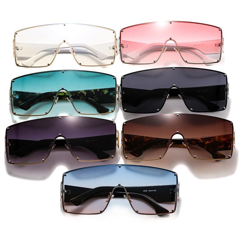 

Sunglasses Square Oversized For Women Fashion Rimless Brand Designer Clear Shades Gradient Glasses UV400
