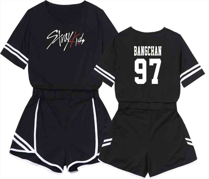 

two piece set women straykids pity twinset motion suit suit-dress leisure time self-cultivation short skirt stray kids, Gray