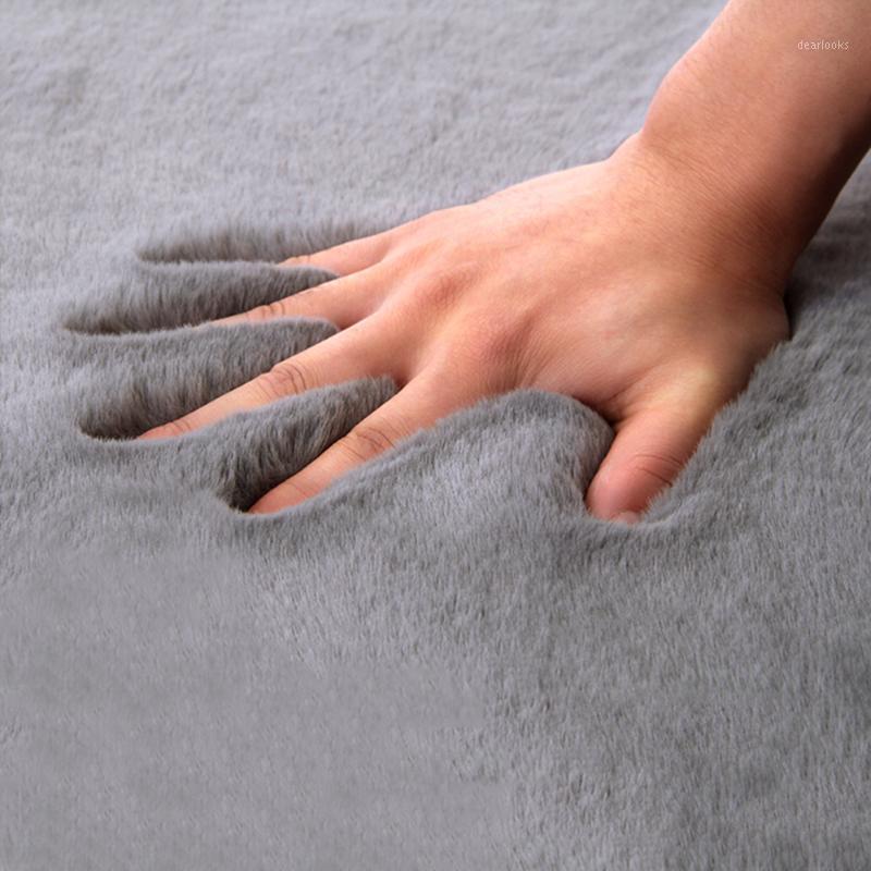 

Soft Floor Mat Large Area Door Mat Faux Fur Floor Home Decoration Solid Modern Furry Fur Rug Living Room Bedroom1