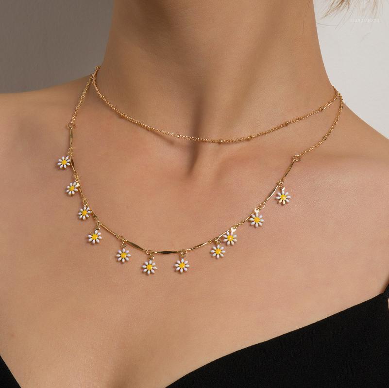 

Layered Sexy Clavicle Chain Necklace Set Fashion Flower Bohemia Pedant For Women Choker Chains Jewelry Charm Collar, Silver