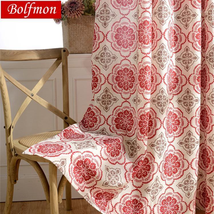 

Latest 2 Colors Europe Style Eco Cotton Polyester Window Curtain for Living Room Red Window Treatment Kitchen Panels Drapes1, Color 1