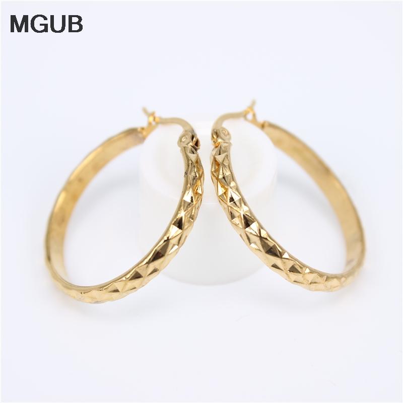 

Diameter 27-45MM Vintage Big Earrings For Women Geometric Gold Color Stainless Steel Hoop Earrings Trend Fashion Jewelry LH825