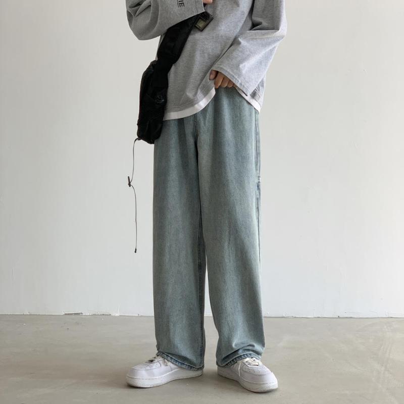 

JUSTAR Trendy men' casual pants loose wide leg mopping jeans, Blue