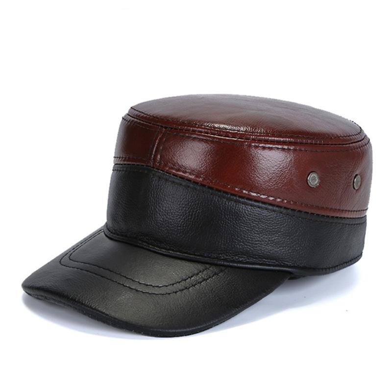 

AETRENDS] Flat Cap 100% Genuine Leather Hats for Men Winter Warm Hat with Ear Flaps Z-5491, Black
