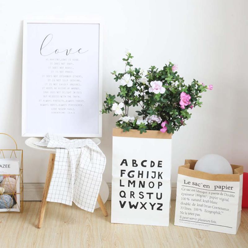 

Nordic Style Vase Mini Storage Kraft Paper Bag Home Flower Arrangement Wedding Party Xmas Sundries Dried Storage Bag Paper