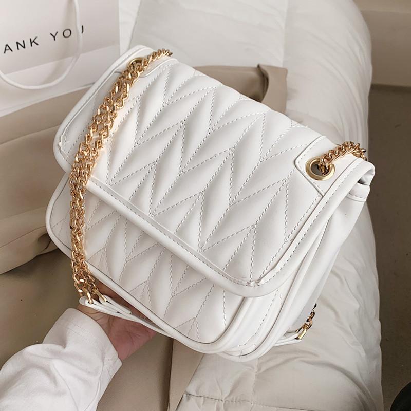 

Ladies New Brand Classic All-match Shoulder Bag INS Simple Chain Messenger Bag Textured Casual Wandering Student Bags, Black