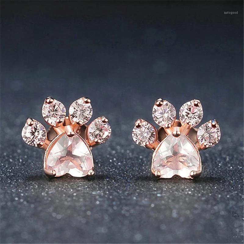

Stud Girls Earrings Cute Dog For Women Animal Rose Gold Cat H91