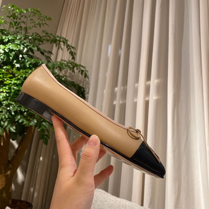 

Free Shipping Designer brand 2021 New Women fashion Genuine leather Ballet Flats bowknot Work Shoes Top quality Size 35 to 42, Black