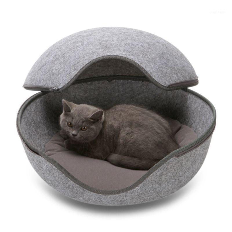 

Removable Cat Bed Felt Round Cave Shaped Warm Nest For Cats House Short Plush Small Pet Bed Warm Puppy Kennel Nest HOT1