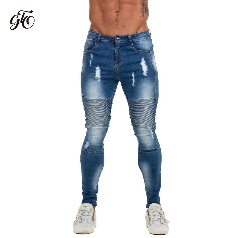 

Gingtto Skinny Jeans Men Slim Fit Ripped Mens Jeans Big and Tall Stretch Blue Men for Distressed Elastic Waist zm59, Blue zm59