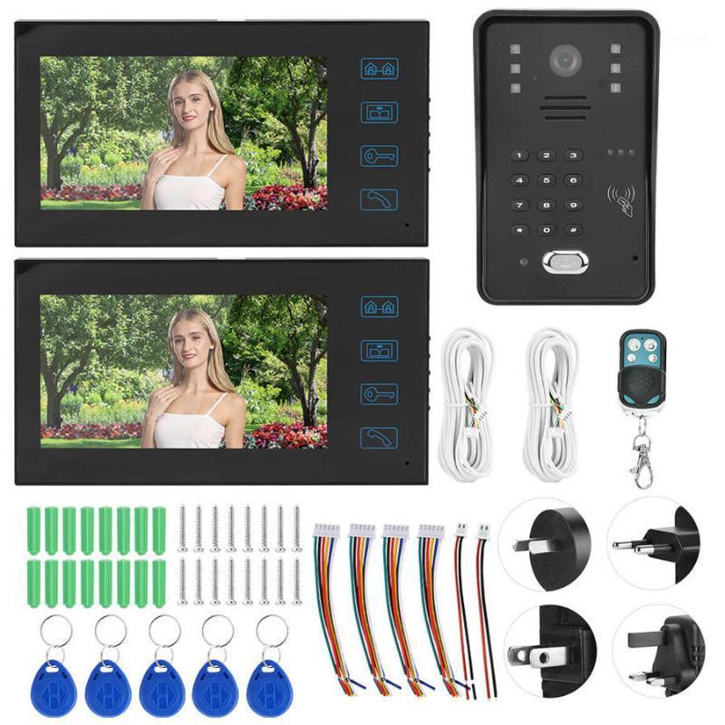 

7inch TFT LCD Doorbell Remote Control Password Card Video Door Phone 1V2 Rainproof Night Vision Intercom 100-240V Hot1