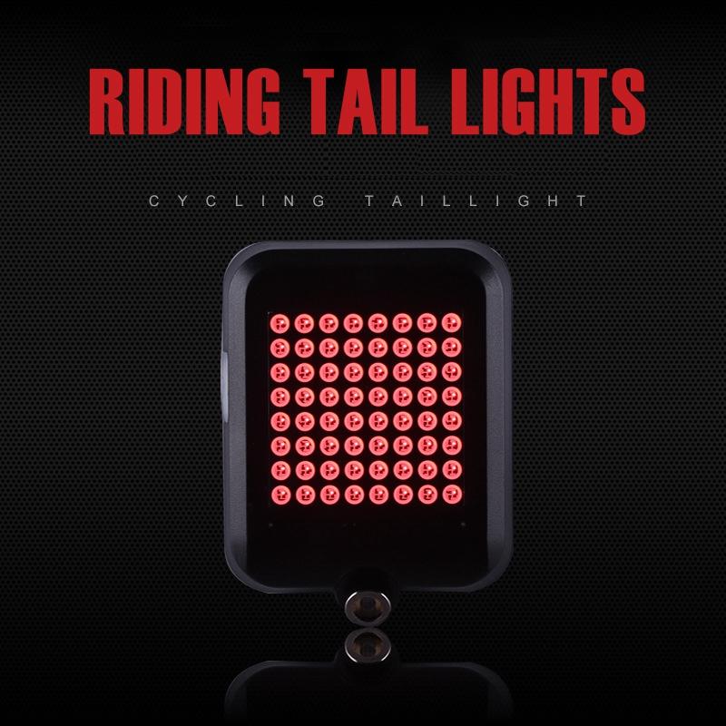 

USB Rechargeable Bike Tail Light,80 Lumens 64 LED Light Beads Bicycle Turn Signal Lights with Intelligent Sensor Brake Turn Sign