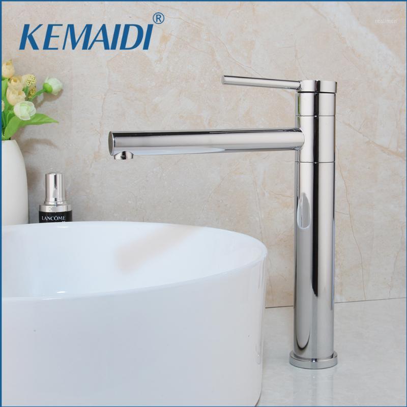 

KEMAIDI Tall Bathroom Faucet Basin Sink Black and Chrome Finished Tap Hot Cold Water Mixer Tap Deck Mounted Bathroom Faucet1