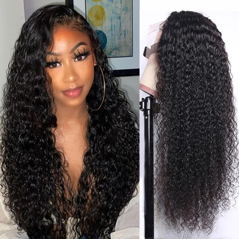 

180% Density 13X6 Lace Front Wig Kinky Curly Wave Wigs With Baby Hair Remy Jerry Curly Wave Lace Wig Human Hair Wigs, As pic