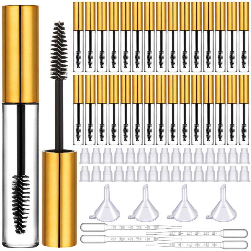 

10ML 30Pcs Empty Mascara Tube Wand Refillable Mascara Containers Eyelash CreamTube Bottle With 4 Transfer Pipettes ,4 Funnels