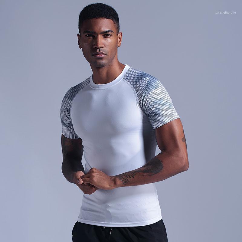

New compression men' slim t-shirts gyms fitness weightlifting t shirt male summer casual jogger workout t tops brand clothing1, B113-3