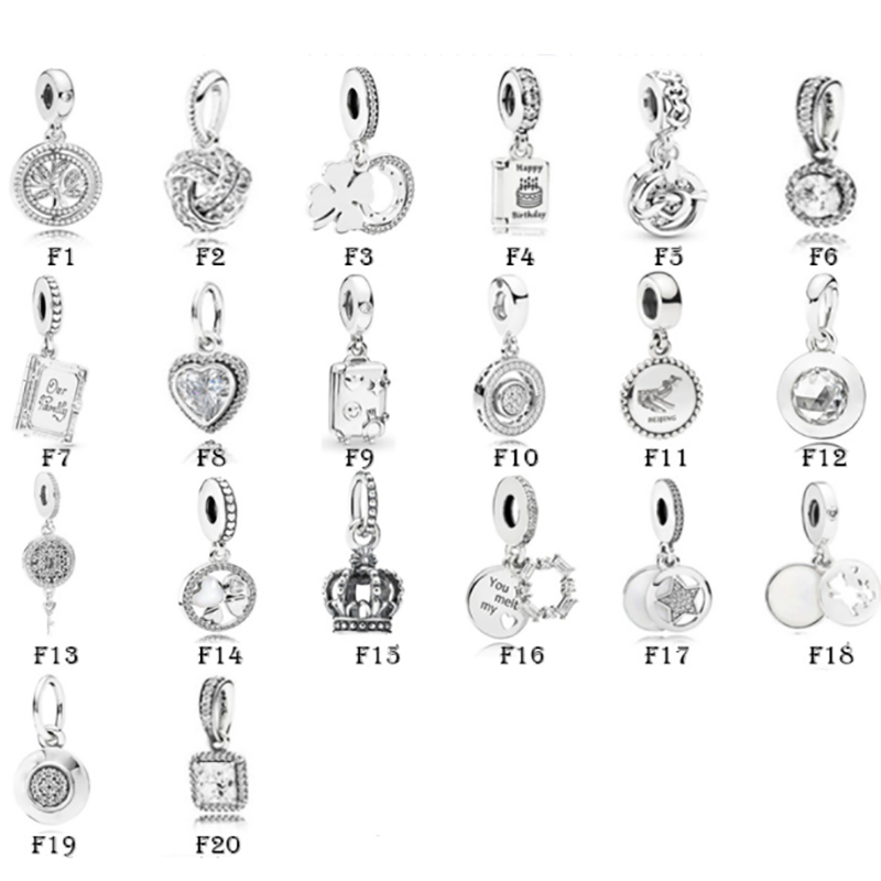 

NEW 925 Sterling Silver Fit Pandora Charms Bracelets Clover Family Tree Love Heart Stars Crown Charms for European Women Wedding Original Fashion Jewelry