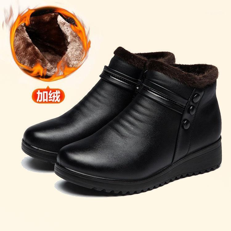 

Black Wedge Womens Winter Boots Non-slip Warm Fur Ankle Boots Women Cheap Leather For Mother Winter Shoes Famale1