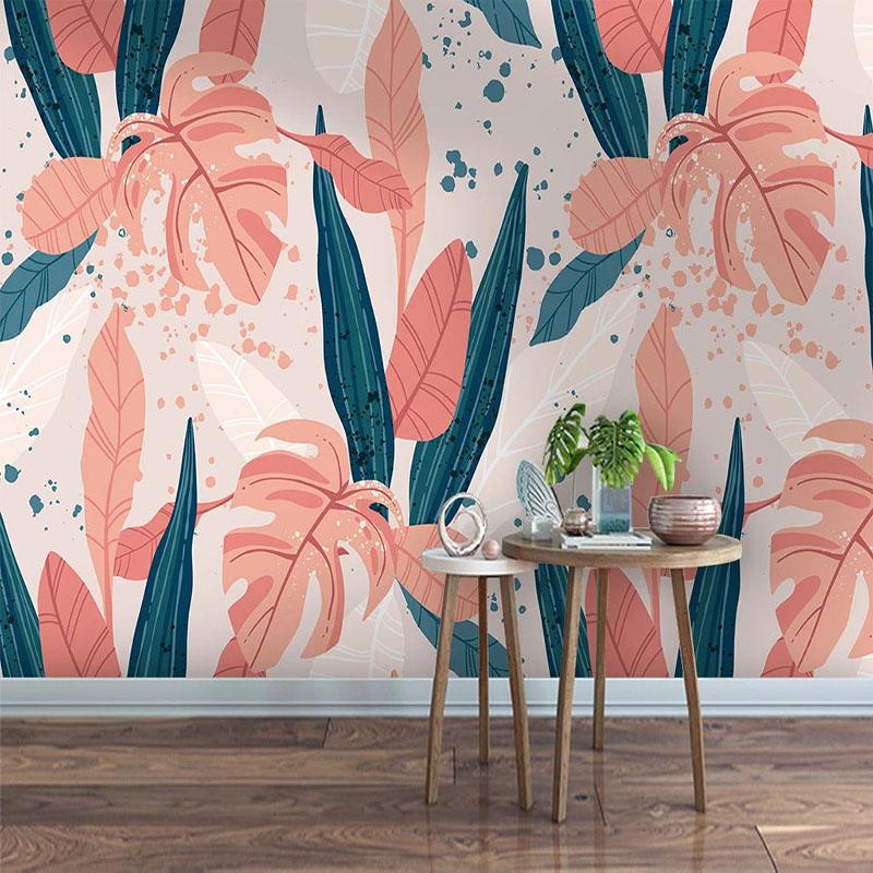 

Custom 3D Photo Wallpaper Modern Minimalist Abstract Wall Art Banana Leaf Mural Painting Bedroom Living Room TV Background Decor, As pic