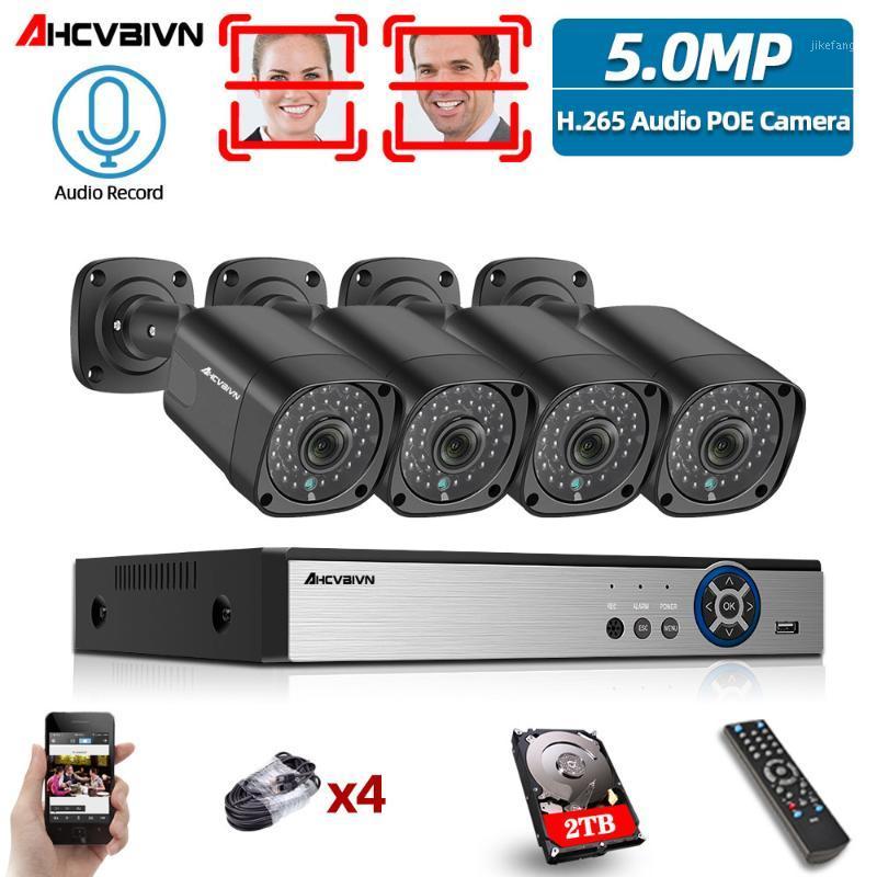 

AHCVBIVN H.265 8CH 5MP HD POE NVR Kit CCTV Security System Audio AI IP Camera Outdoor P2P Video Surveillance Set 3TB HDD1