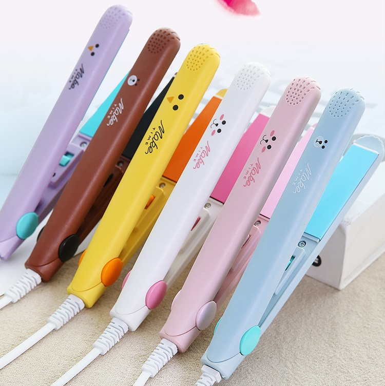 

Mini Hair Curler Cartoon Easy Hair Styling Tools Travel Hair Straightening Ceramic Wave Magic Curling Irons Portable Cute Flat Iron