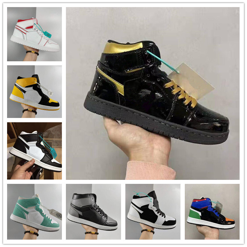 

2021 Men's and Women's Sneakers Loafers Classic 1s OG Skateboard Shoes High Top Leather Casual Sports Shoes 36-44, Black