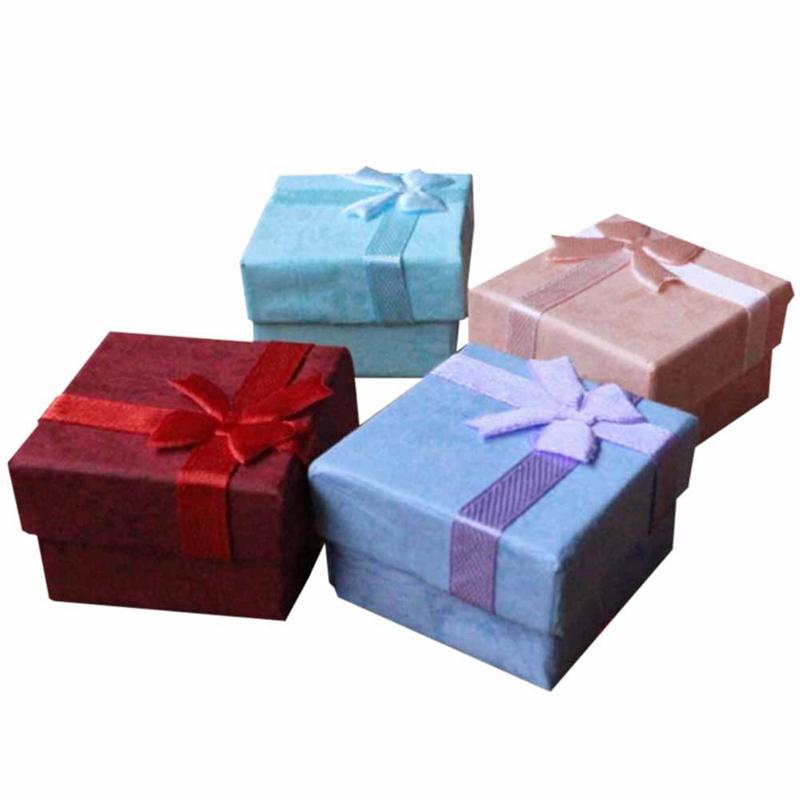 

5pcs 4X4X3cm Gift Boxes Bangle Jewelry Ring Earring Watch Gift Carton Box Bowknot Case Jewelry Box Package Makeup Organizer