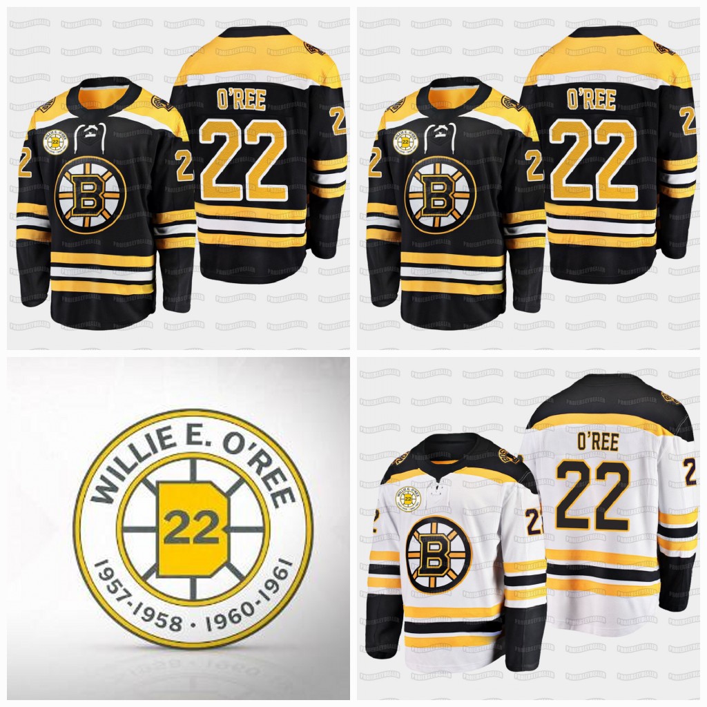 

22 Willie O'Ree Retirement Boston Bruins Custom Hockey Jersey Home Black Away White All Stitched Fast Shipping, 22 willie o'ree white