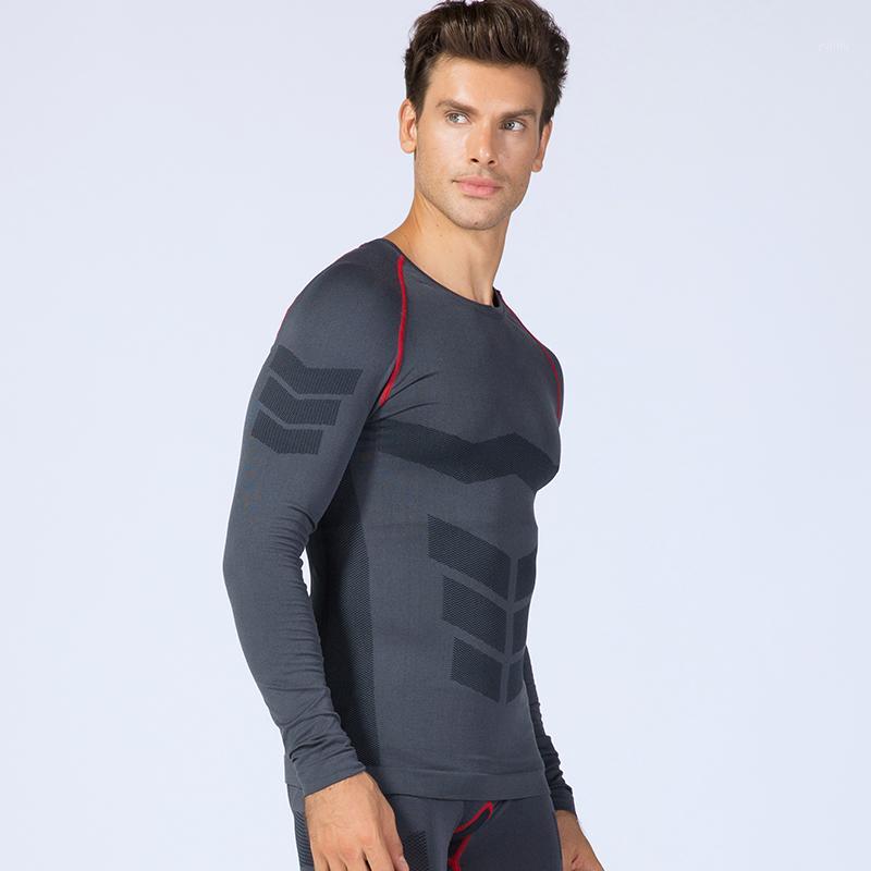 

2020 High Elastic Fitness Tight Gym Shirts Long Sleeve Line Compression Shirts Sport Top Outdoor Training Sport Running1, Black