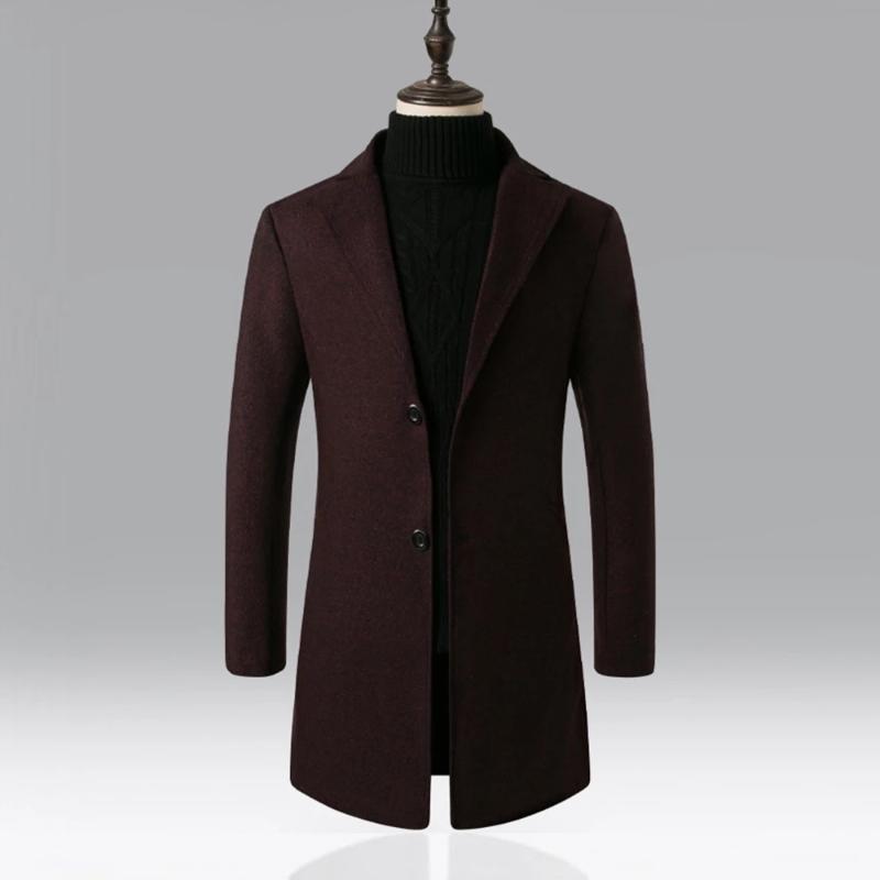 

Fashionable men' wool blended woolen coat warm winter thick windbreaker men' windbreaker, Black