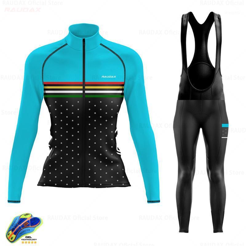 

New Spring Autumn Breathable Cycling Clothing Women Long Sleeve Jersey Suit Outdoor Riding Bike MTB Cycling Jersey Bib Pants Set1, 10