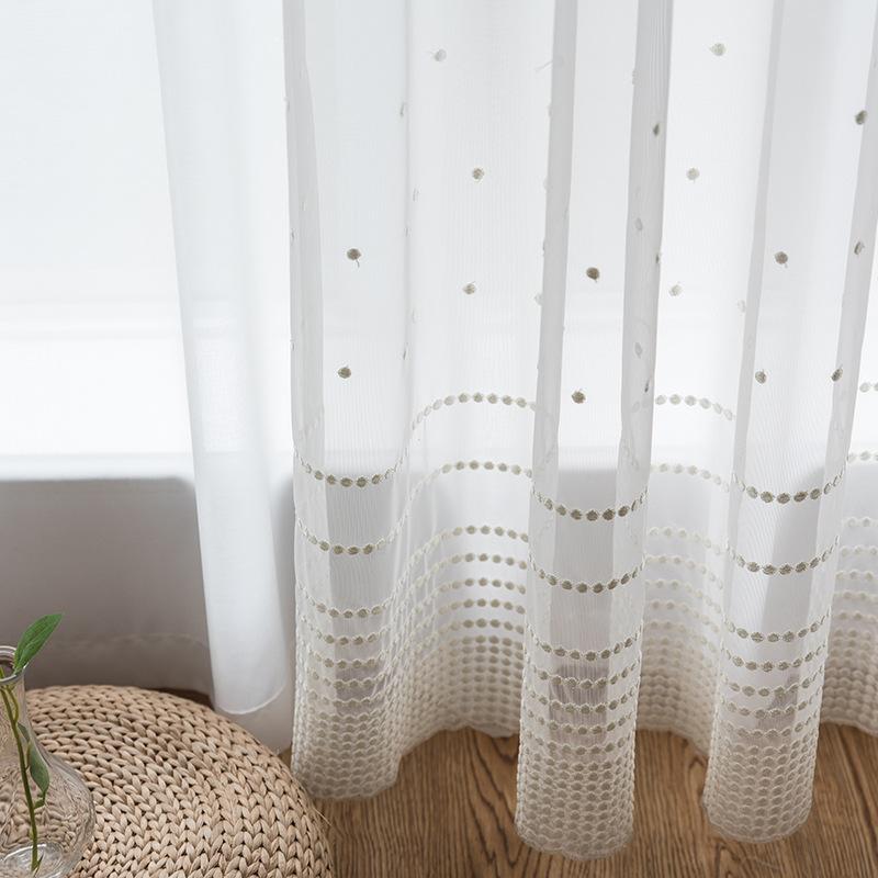 

Modern Embroidered White Curtains Tulle for Living Room Bedroom Polyester Cotton Luxury Sheer Fabric Window Decoration, Photo color