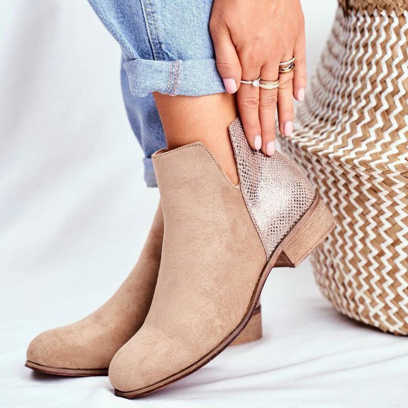 

Women's Boots PU Leather Zipper Low Heel Ankle boots Ladies Pointed Toe Autumn Winter 2020 Fashion Female Shoes Comfort Footwear, Blue