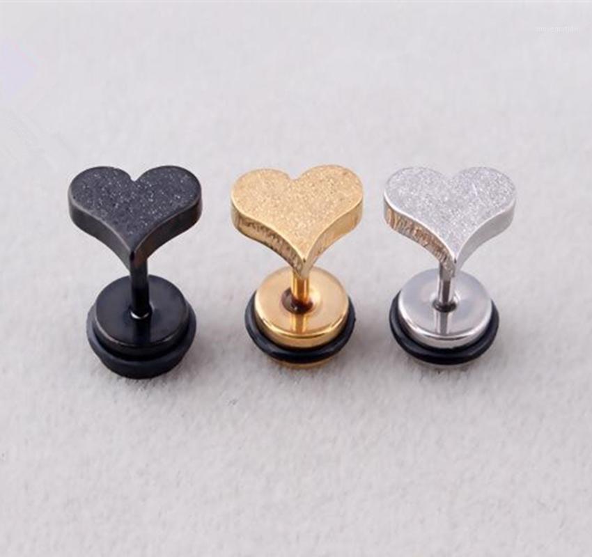 

Matted Heart Ear Studs Lovely Korean Earrings Love Ear piercing Jewelry 1 Pair1